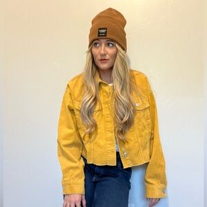 Corduroy yellow cropped jacket